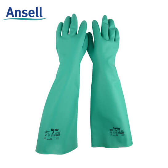 安思尔Ansell 37-185加长防化手套--广州个体防护用品