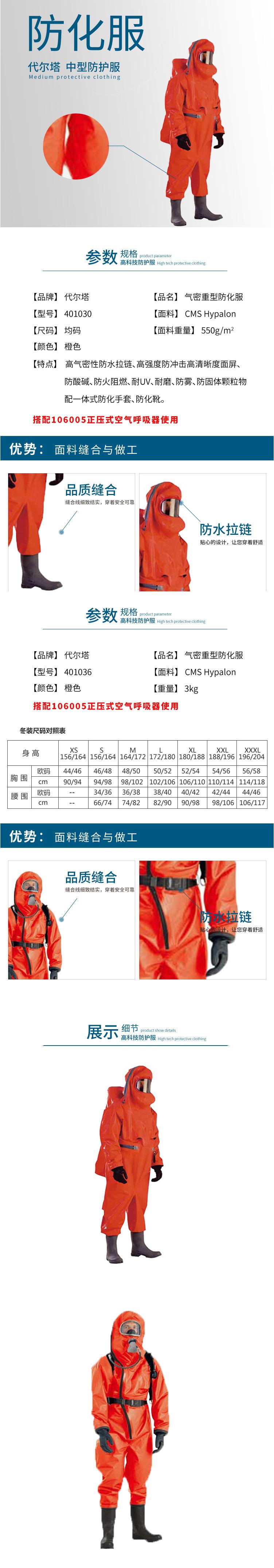 代尔塔DELTA 401030隔热气密重型防化服