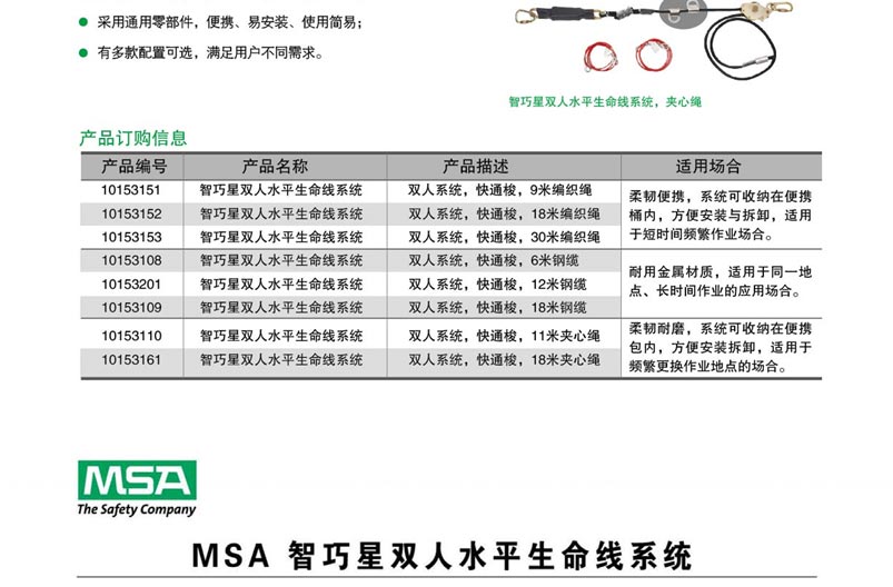 梅思安 10153152 智巧星水平生命线系统