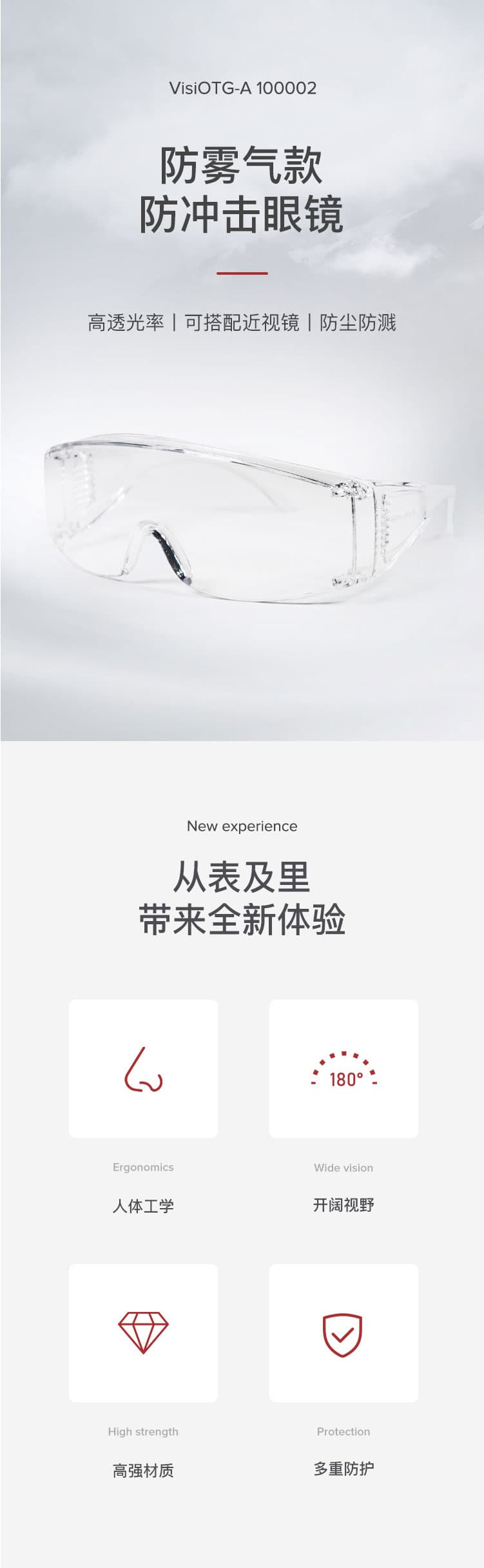 霍尼韦尔 100002 VisiOTG-A 透明防雾镜片 访客眼镜
