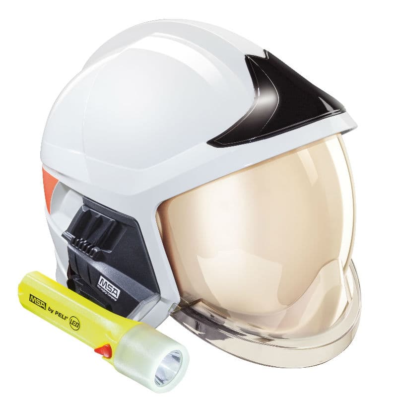 梅思安 10158869 白色消防头盔（带照明和支架）